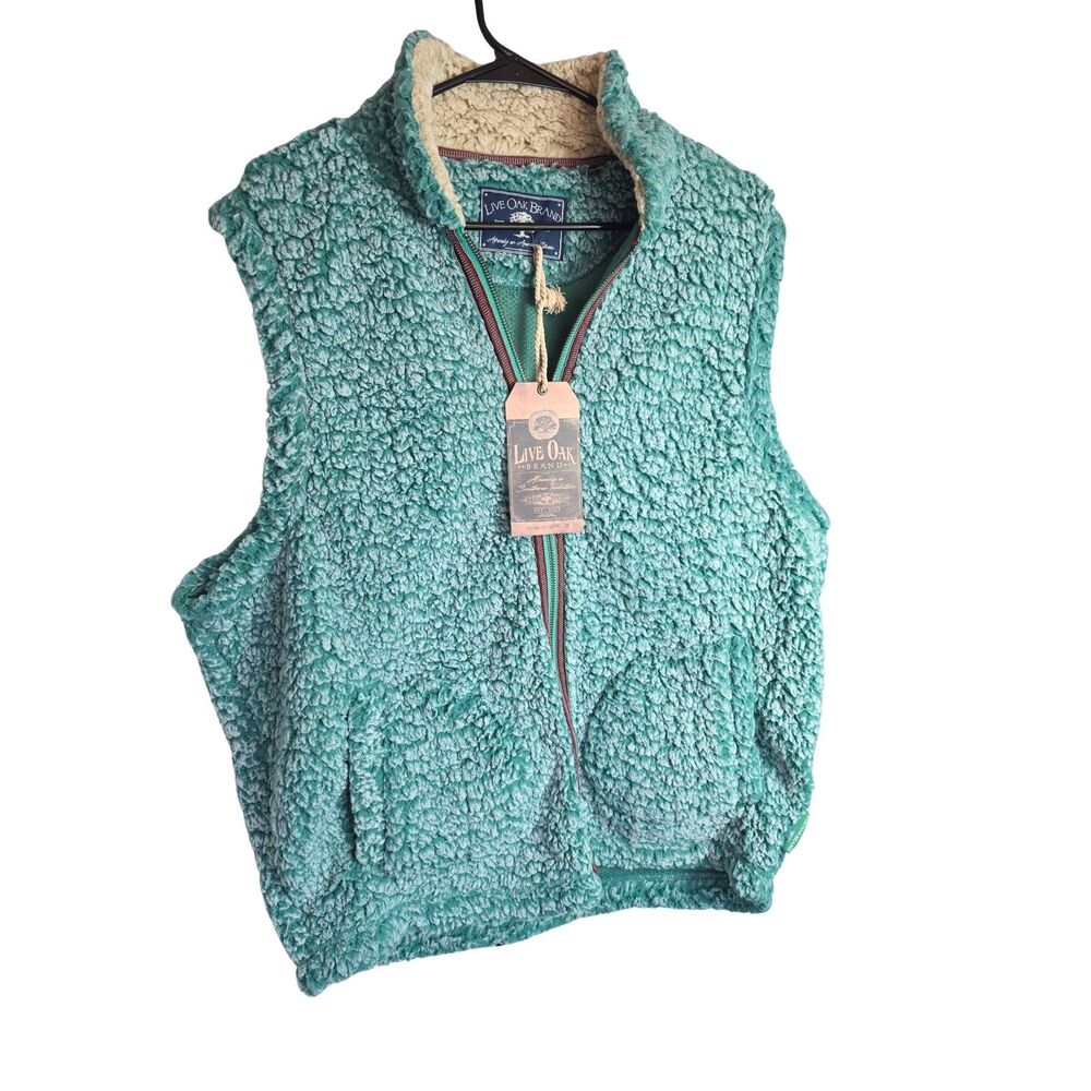 Live Oak Brand Sherpa Fleece Vest NWT Sage Mint Green Full Zip M
